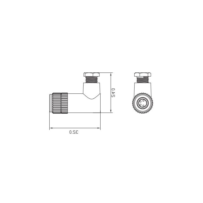 M8 4Pin, female 90°, in-line connection, 63F403