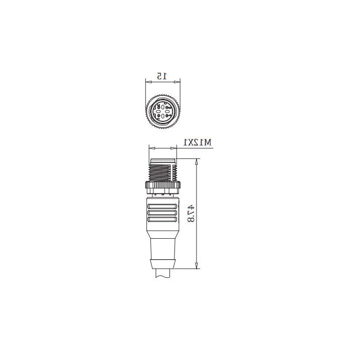 M12 4-PIN D-coded, male straight, single-end pre-cast PVC non-flexible cable, shielded, green sheathed, 0C4503-XXX