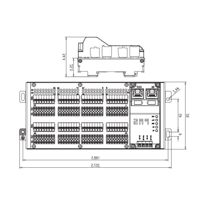 EtherCAT protocol, 64DI/DO adaptive configuration, PNP, terminal type, RJ45 network port, IP20 remote module, 009E74