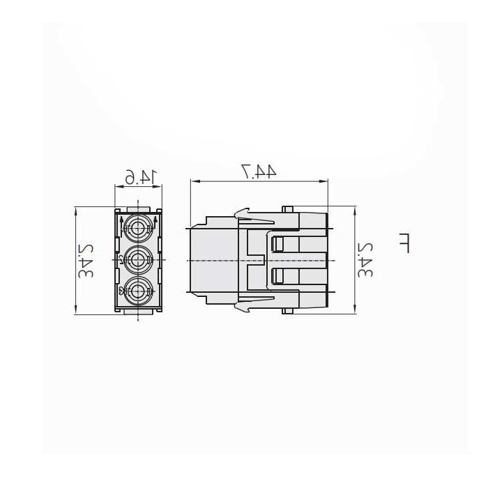 HM module, female connector, cable gauge 6-10mm ², HM-S03-F, 09140033111